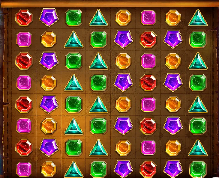 Pragmatic Play Gems Bonanza: an 8 by 8 grid of coloured gem symbols